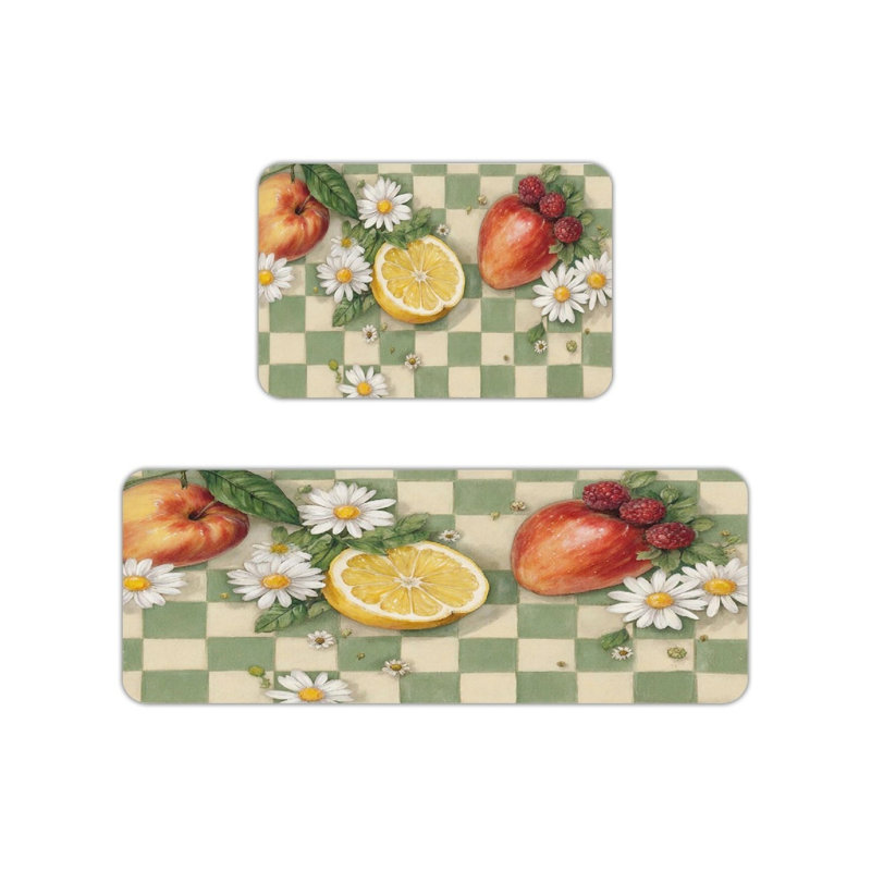 Ensemble de 2 tapis de cuisine café à motif collage de café brun et beige