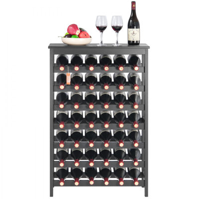 42 Bottle 7-Tier Modular Wine Rack Bamboo Wood Display Shelf with TableTop