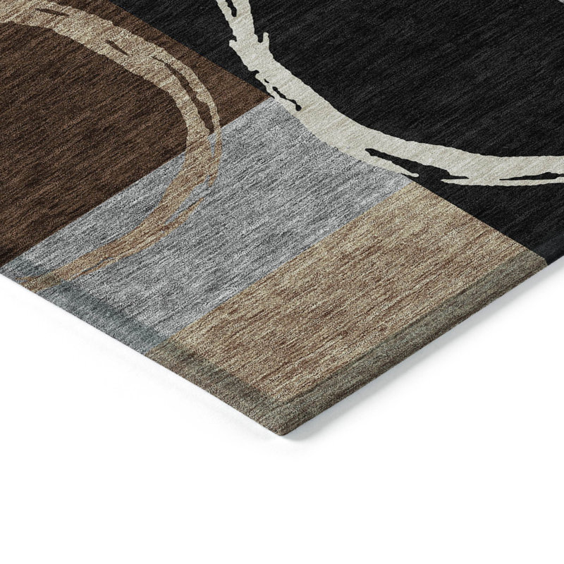 Tapis rectangulaire Aleh avec envers antidérapant, Rectangle 3' x 5'