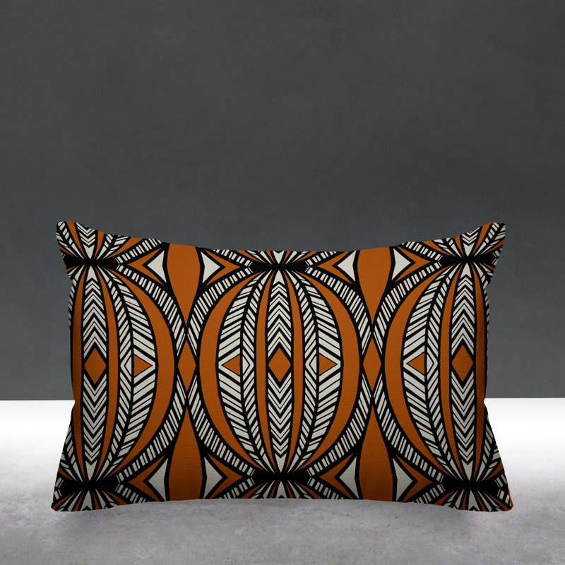  Housse de coussin rectangulaire pour l'extérieur Tribal, Orange brûlé