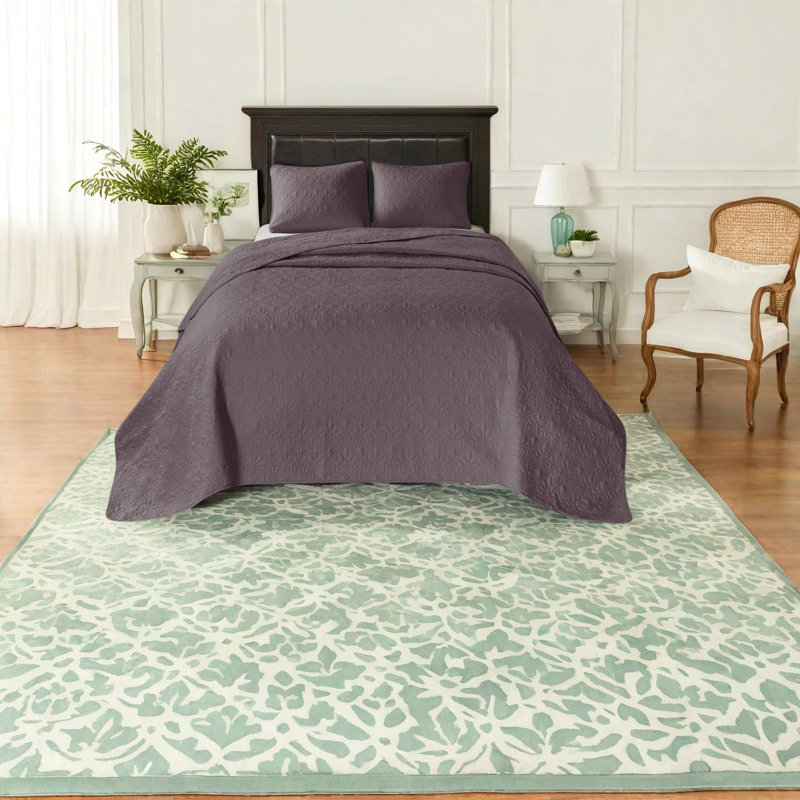 Ensembles de literie confortables en coton avec motif réversible, mauve