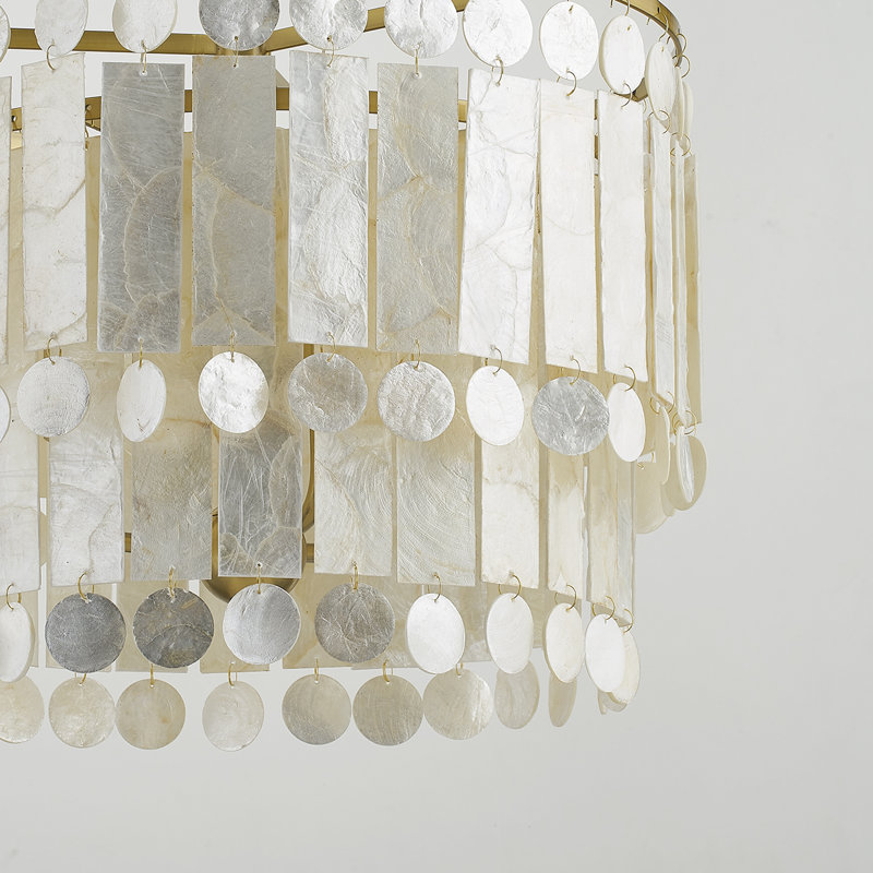 Coretta 16" Natural Capiz Shell Chandelier with Brass Finish