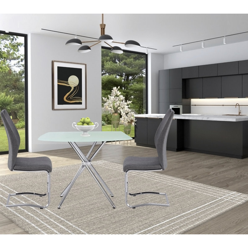 Square Frosted Tempered Glass Table