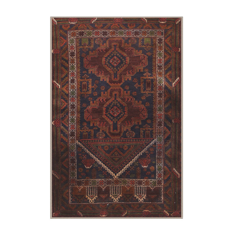 Tapis oriental multicolore tissé à la machine Oriental, Rectangle 7 pi x 9 pi