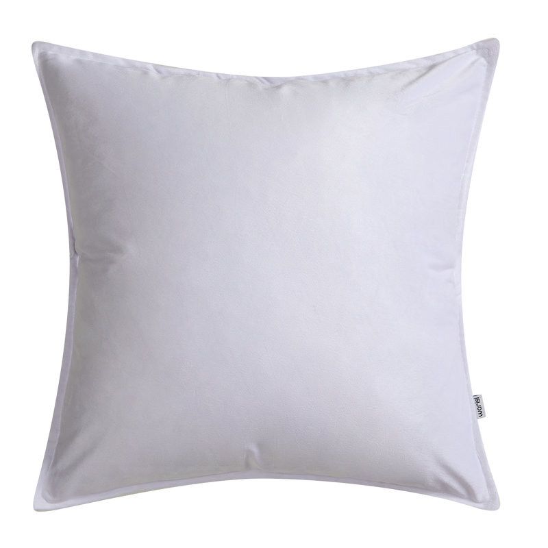 Square Velvet Pillow Cover & Insert, White, 18"H x 18"W