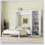 Grand lit escamotable mural avec tablettes, blanc