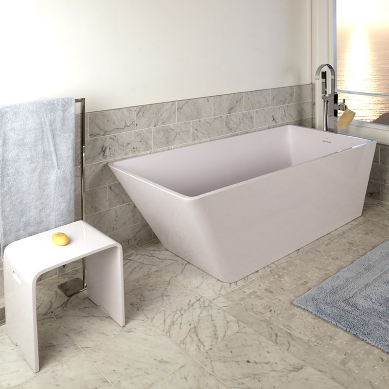 Aquaquattro 66.5'' L Freestanding Soaking Bathtub, Matte White