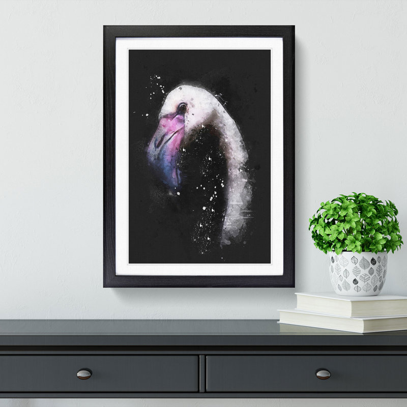 A Pink Flamingo Bird - Picture Frame Graphic Art Print, 63cm H x 45cm W x 2cm D, Black Framed