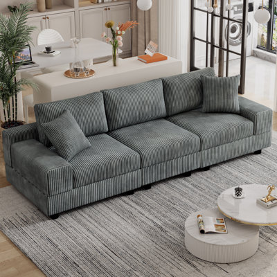 107'' Corduroy 3-Piece Upholstered Standard Sectional