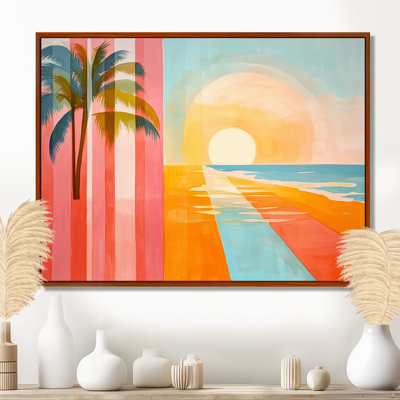 Paradise at Sunset IV - Orange Tropical Landscape Canvas Wall Art