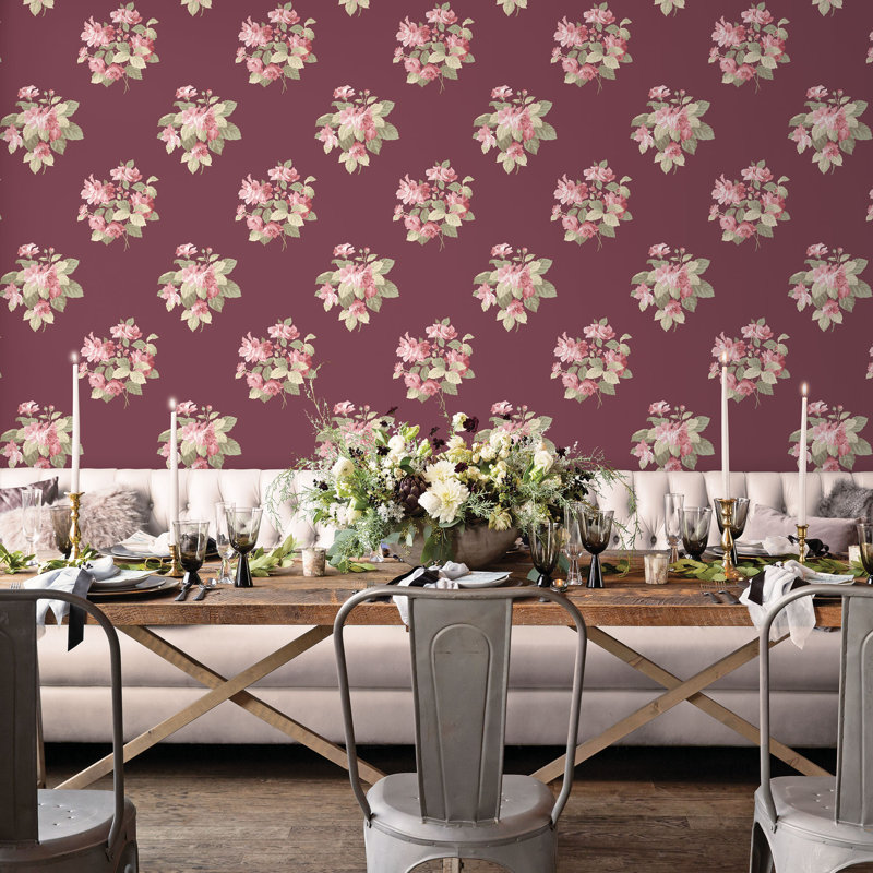 Batres 10m x 53cm Matte Wallpaper Roll, Cranberry/Pink