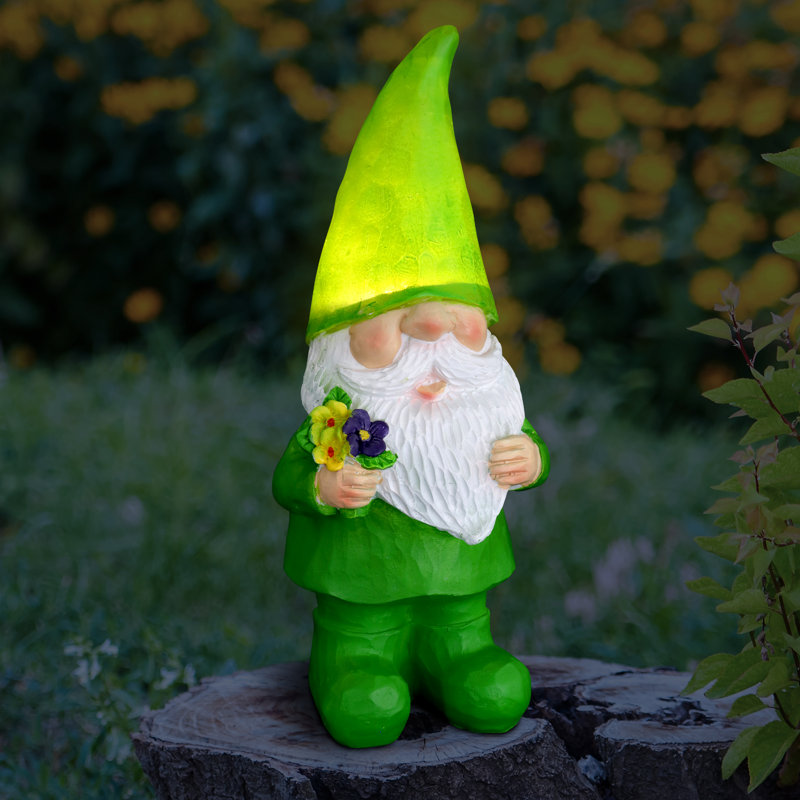 Statue de gnome de jardin avec champignon Exhart Solar Gilbert 11 po