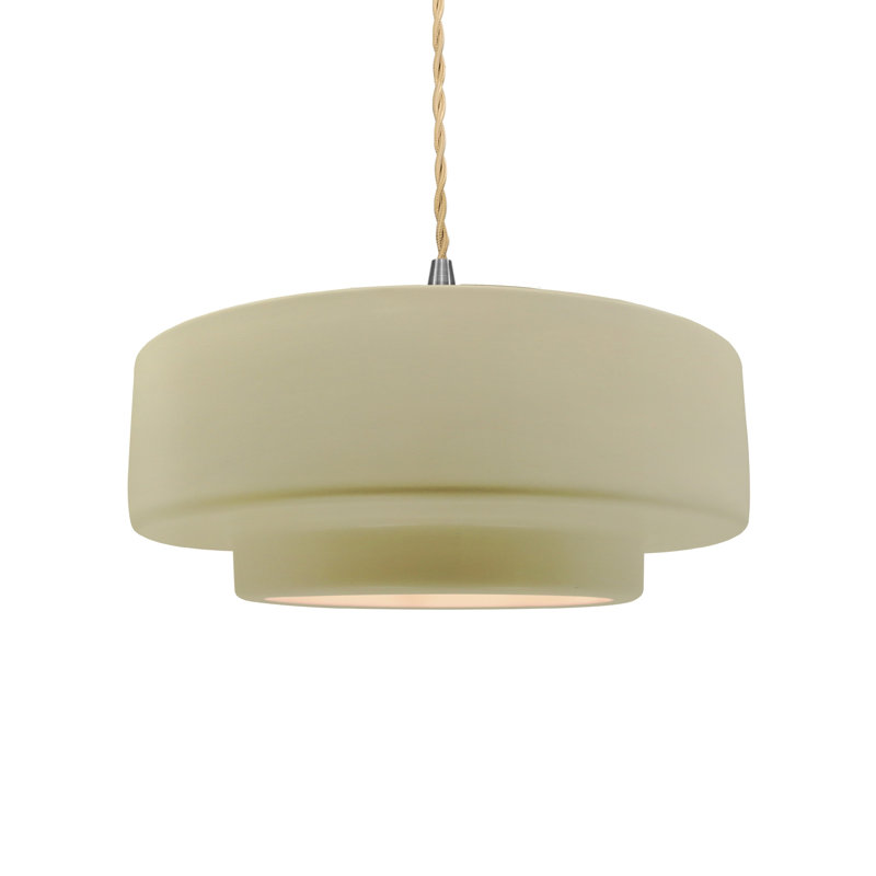Luminaire suspendu à 1 lumière Meydan, H 5,25 po x l 14,5 po x P 14,5 po, Vanille lustrée, Nickel brossé