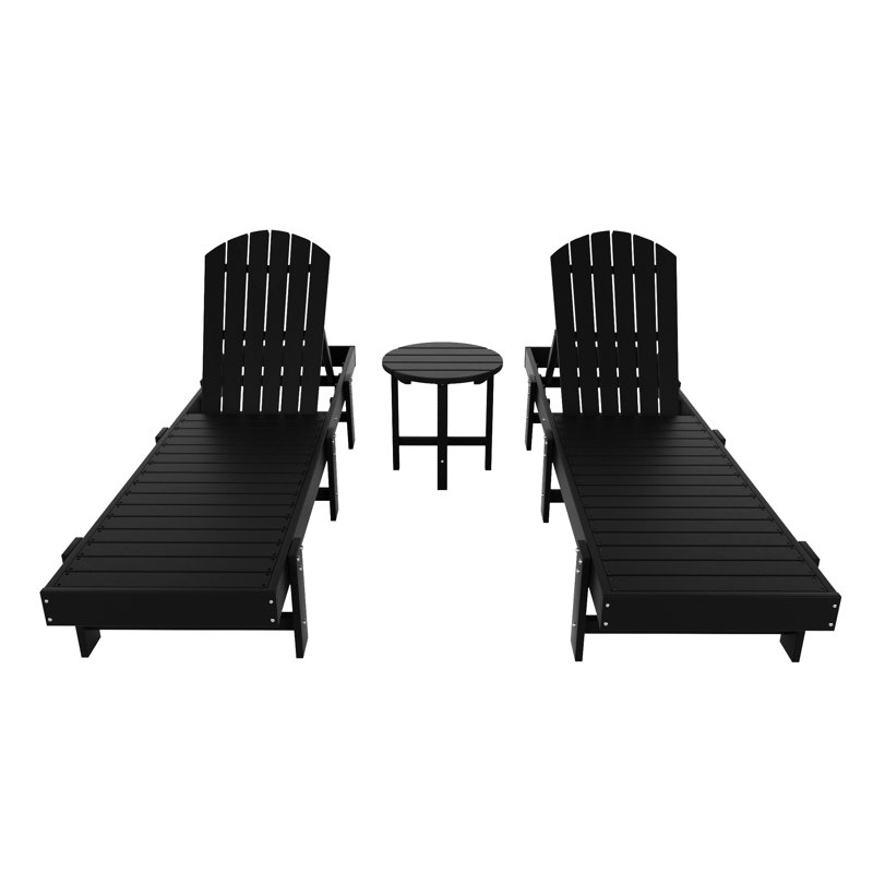 Altura Outdoor Chaise Lounge with Table, Black