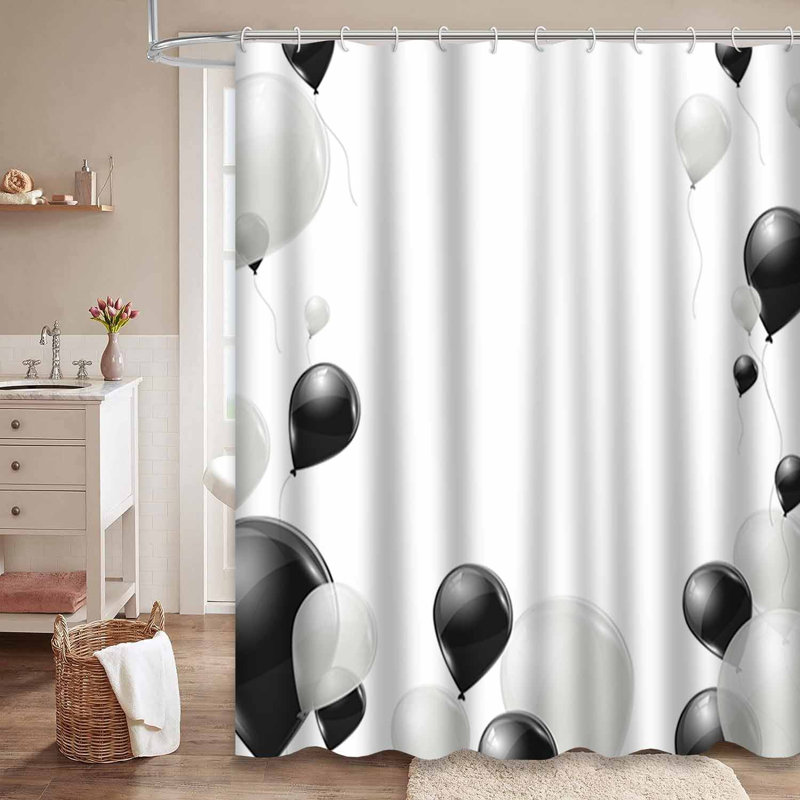 Rideau de douche noir avec 12 crochets, L 72 po x l 84 po
