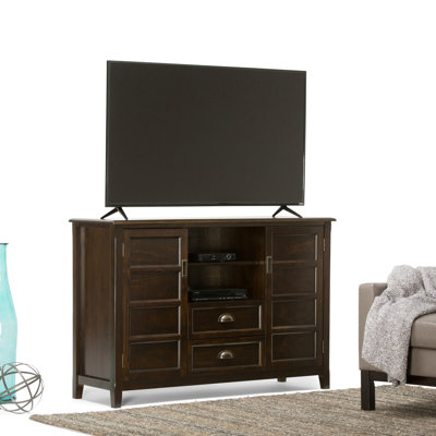Burlington 54"W Solid Wood Tall TV Stand for TVs up to 60" with Adjustable Shelves