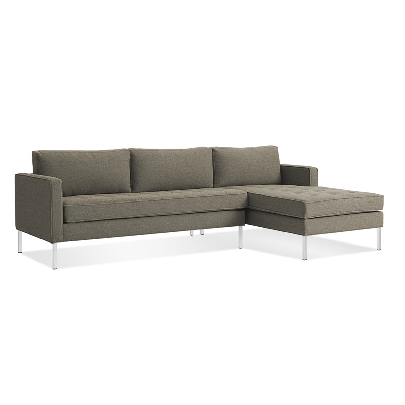 Paramount Chaise Sectional, Stainless Steel, Sanford Ceramic Crossweave, Right Hand Facing
