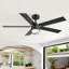 Ventilateur de plafond 52 po avec 3 lumières à DEL et télécommande, moteur à courant continu réversible silencieux, 6 vitesses