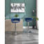 Ensemble de 2 tabourets de bar, avec repose-pieds chromé et base pivotante à hauteur réglable en velours + tabouret de bar simple à pieds chromés - Bleu-118024693