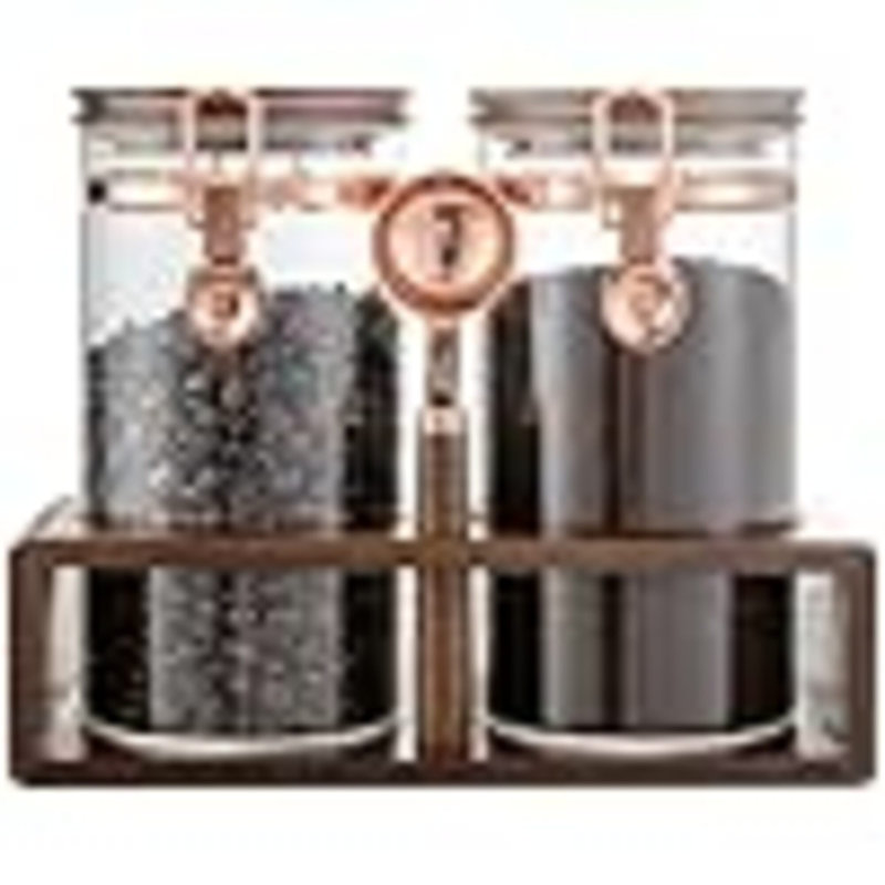 Ensemble de pots à café en verre avec tablette et cuillère, ensemble de 2 contenants à café pour ranger les grains de café moulus, porte-filtre à café scellé