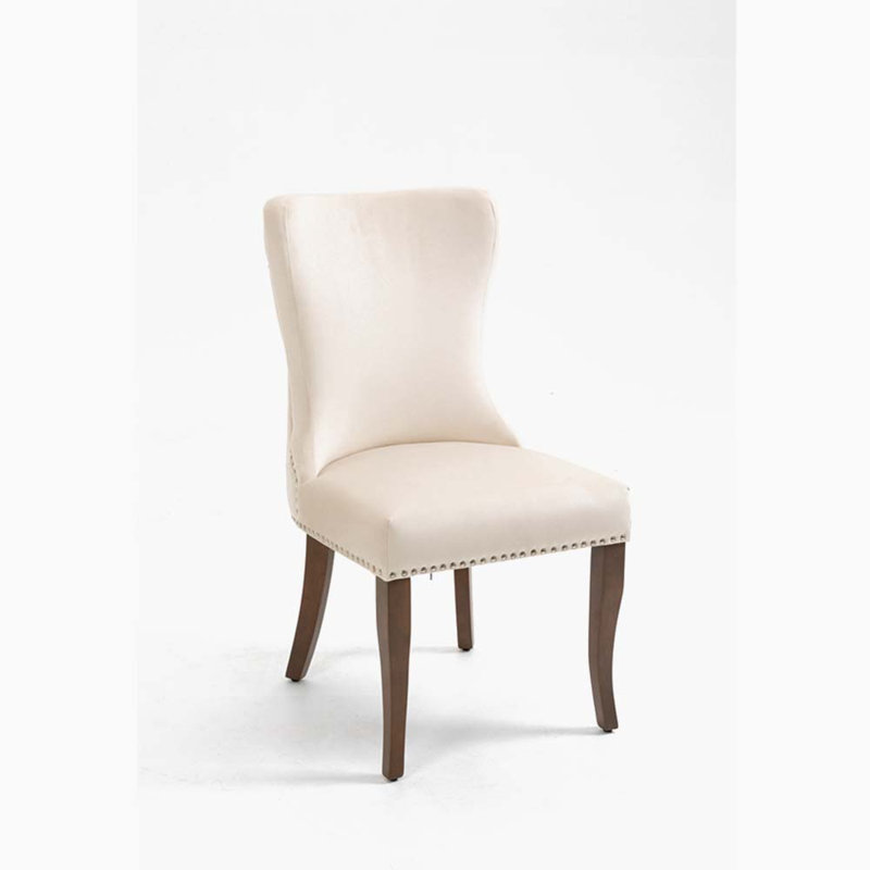 Chaise d'appoint rembourrée en velours Ellias, Blanc crème