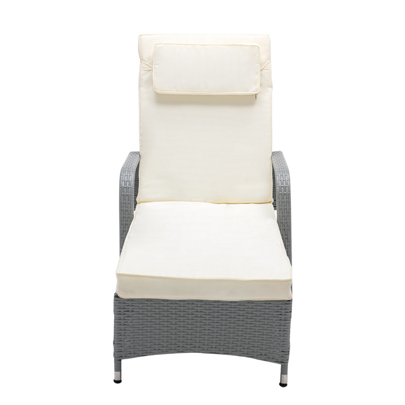 Corinth Reclining Sun Lounger with Cushion, Grey