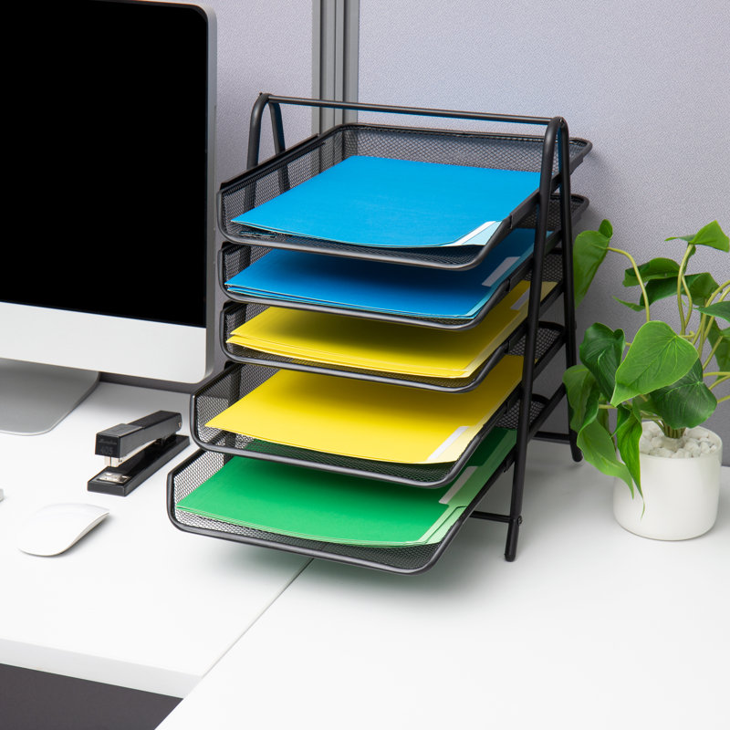 Mind Reader Paper Tray and File Folder Set, Desktop Organizer, Metal, 11.75"L x 14"W x 14.5"H