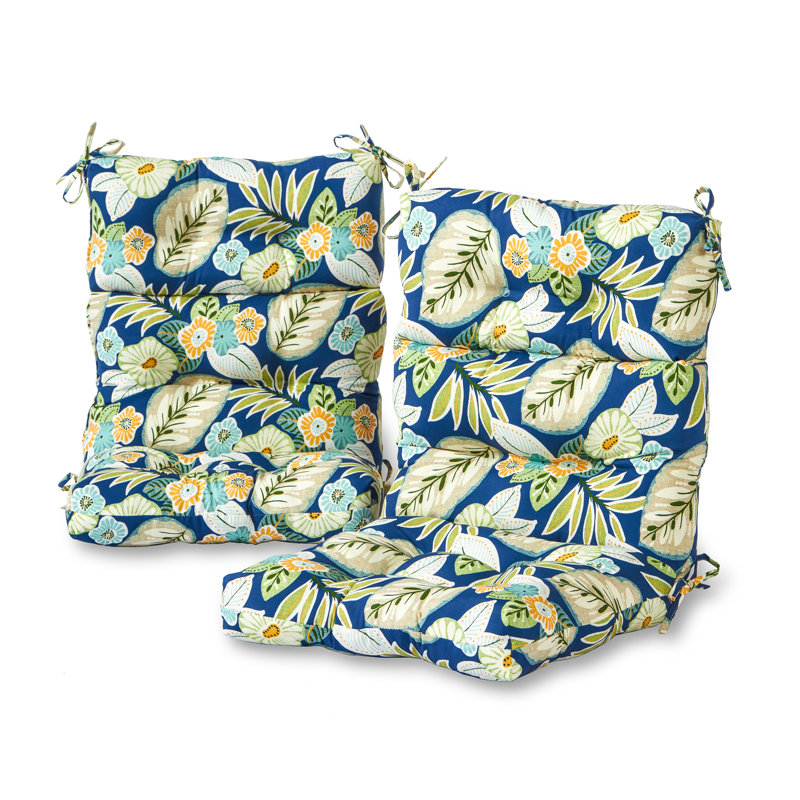 Lester Outdoor High Back Chair Cushion, Marlow Blue Floral, 2