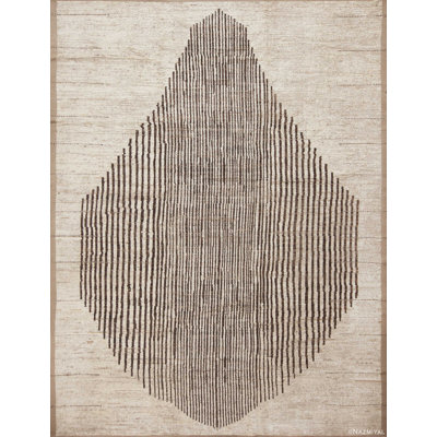 Tapis contemporain en laine à motif géométrique moderne et unique fait à la main