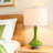 23.5" Green Ceramic Table Lamp with USB & Type-C Ports and Pre-Assembled White Linen Shade-894389606