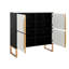 Armoire de rangement de 42 po avec base en métal, 4 portes, pour la cuisine, la salle à manger, les poignées de buffet noires et blanches, le salon,