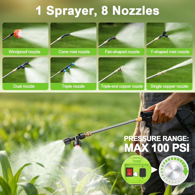 5.3 Gallon Electric Garden Sprayer, Battery Powered Backpack Sprayer
