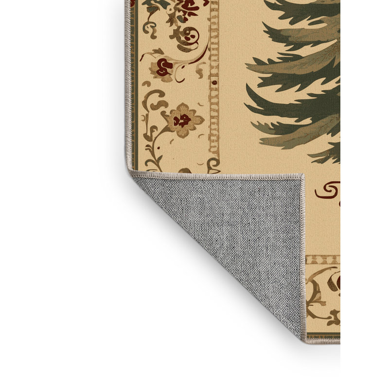 Machine Washable Ritner Christmas Modern & Contemporary Abstract Rug in Brown – Beige Binding, 5x7