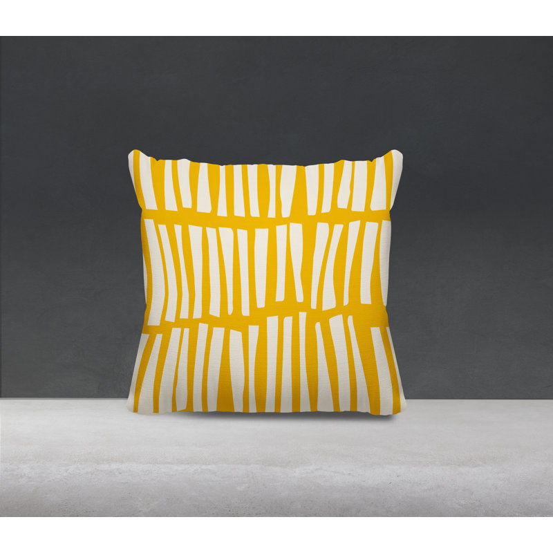 Coussin décoratif réversible Clayton, H 15 po x l 15 po, Jaune / blanc cassé