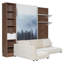 Lit escamotable simple avec tablettes, armoire de rangement, canapé et panneau imprimé-1913949899