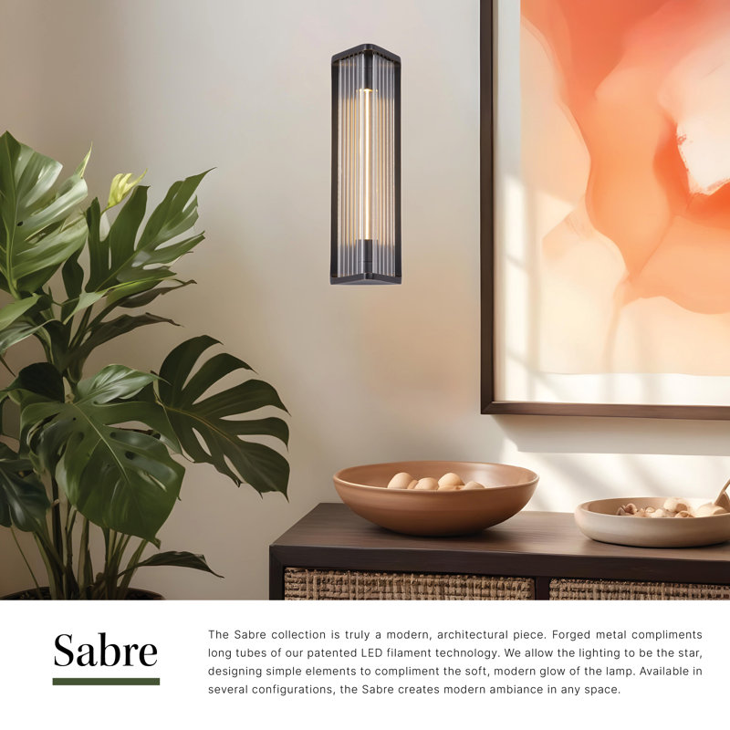 Sabre 1 - Light LED Bath Bar, Ribbed Glass/Urban Bronze