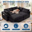 Canapé d'angle modulaire 4 pièces en chenille effet nuage, 110 pouces, avec coussins en mousse à mémoire de forme et pouf, noir-847835329