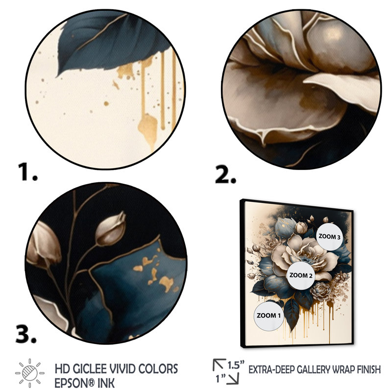 Motif de roses noires et blanches III - Motif de roses noires et blanches III - Imprimé, H 20 po x l 12 po x P 1 po