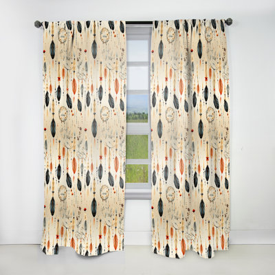 Desert Dreamcatchers Boho Pattern - Bohemian Velvet Curtain - Room Darkening - 1 panel