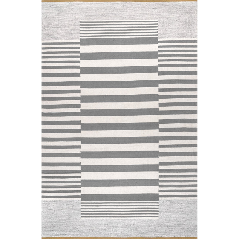 Cotton Striped Indoor Rug, Rectangle 6' x 9'