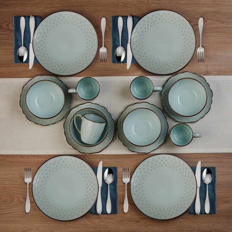 Joanne Blue and White Ceramic 16-Piece Dinnerware Set