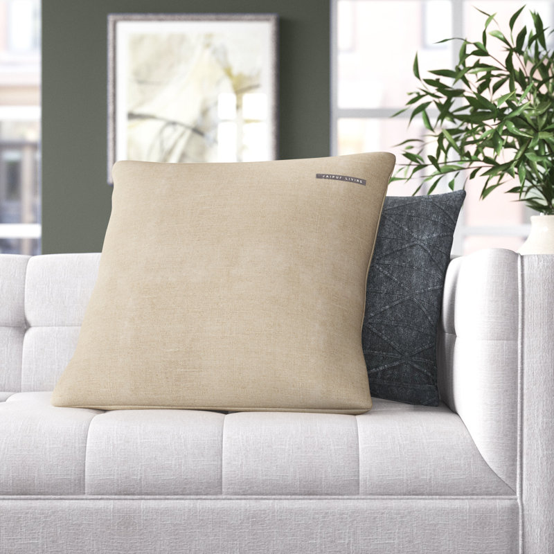 Griffin Reversible Throw Pillow, Light Gray, Down