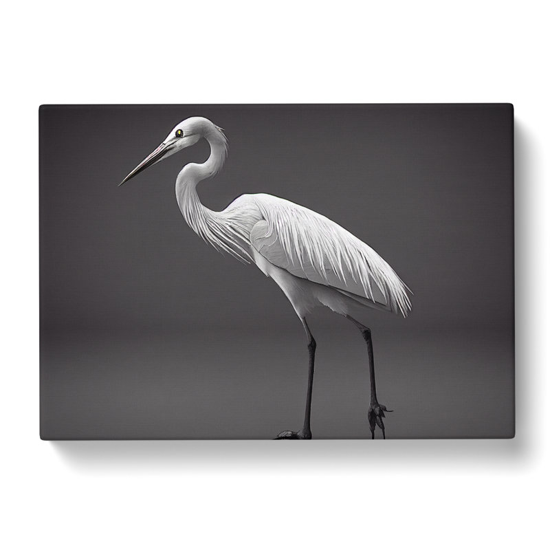 Tranquil Heron Bird - Wrapped Canvas, 50cm H x 76cm W x 3cm D