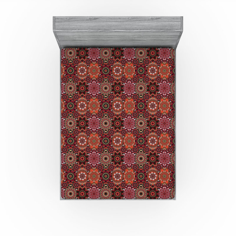 Drap-housse Ambesonne, paquet de 2, Vert / vermillon / rubis marocain, Drap-housse grand
