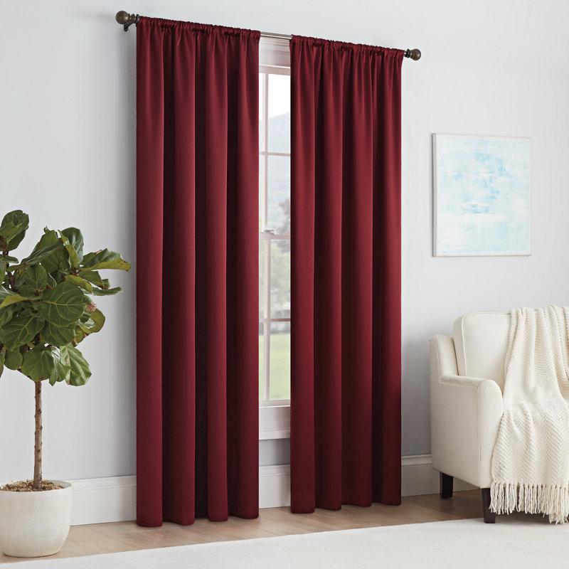 Eclipse Solid Thermapanel Room Darkening Rod Pocket Curtain, Window Curtain for Bedroom and Living Room, (1 Panel), 54 in Wide x 63 in Long, Blue