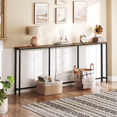 Rustic Console Table – Space-Saving Design, Power Strip Included, Ideal For Tight Spaces, Easy Assembly