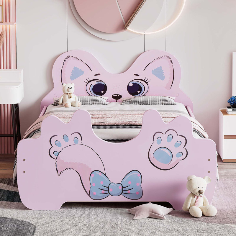 Lit plateforme avec couchette, Rose / bleu