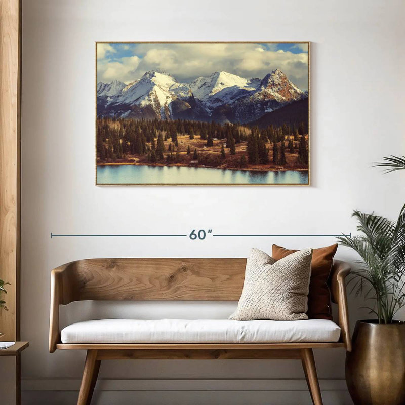 Montagnes Rocheuses du Colorado, Cadre flottant en bois naturel, 43 po x 29 po