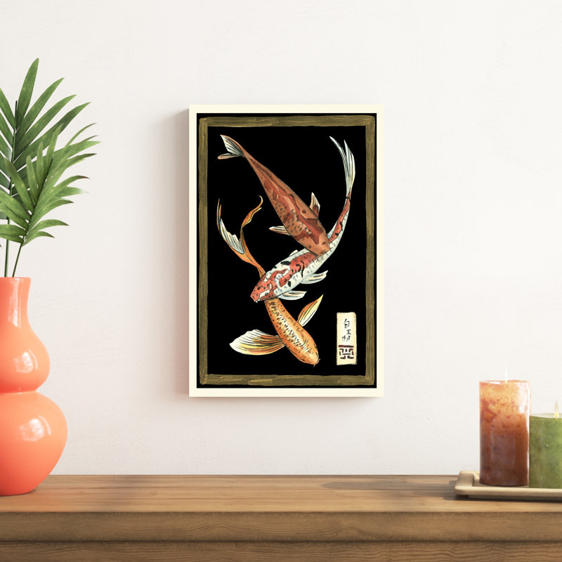 Koi poisson sur fond noir II, H 18 po x l 12 po x P 1,25 po