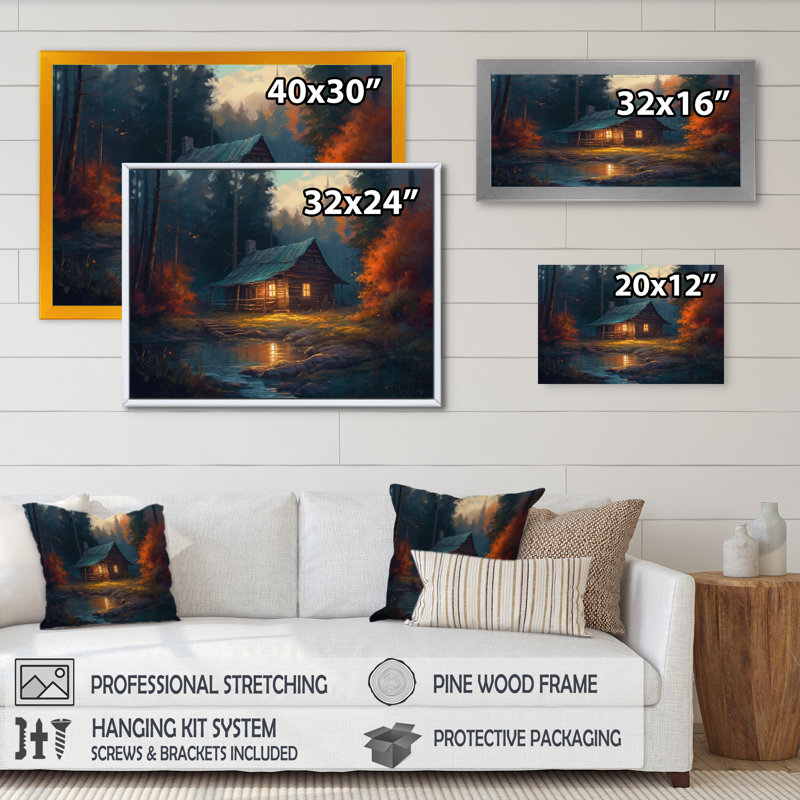 Rukhsana Forest Escape Cabin III - Imprimé, H 24 po x l 32 po x P 1 po, Toile tendue